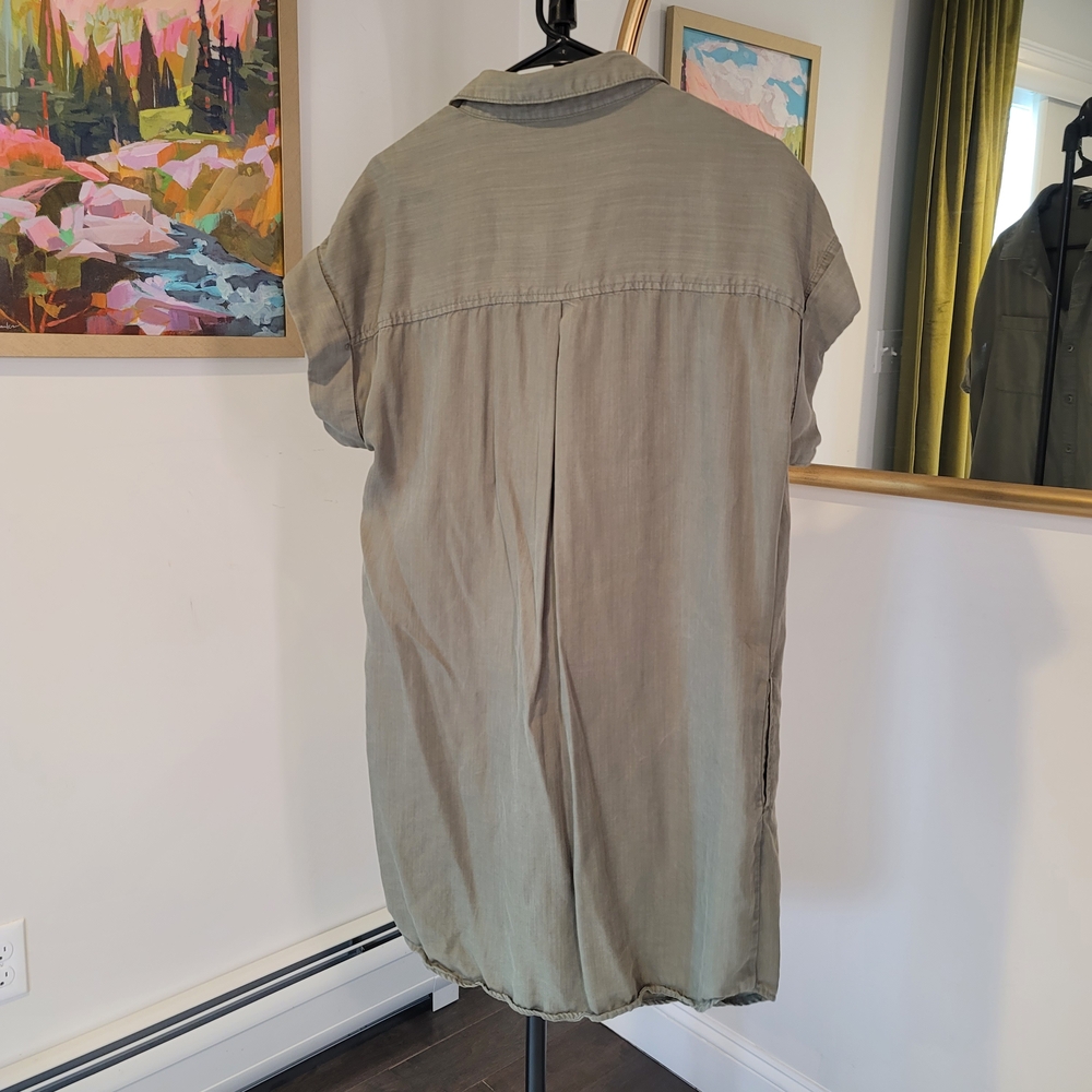 VELVET HEART Button Down Shirt Dress Olive Green Size L - Picture 4 of 8